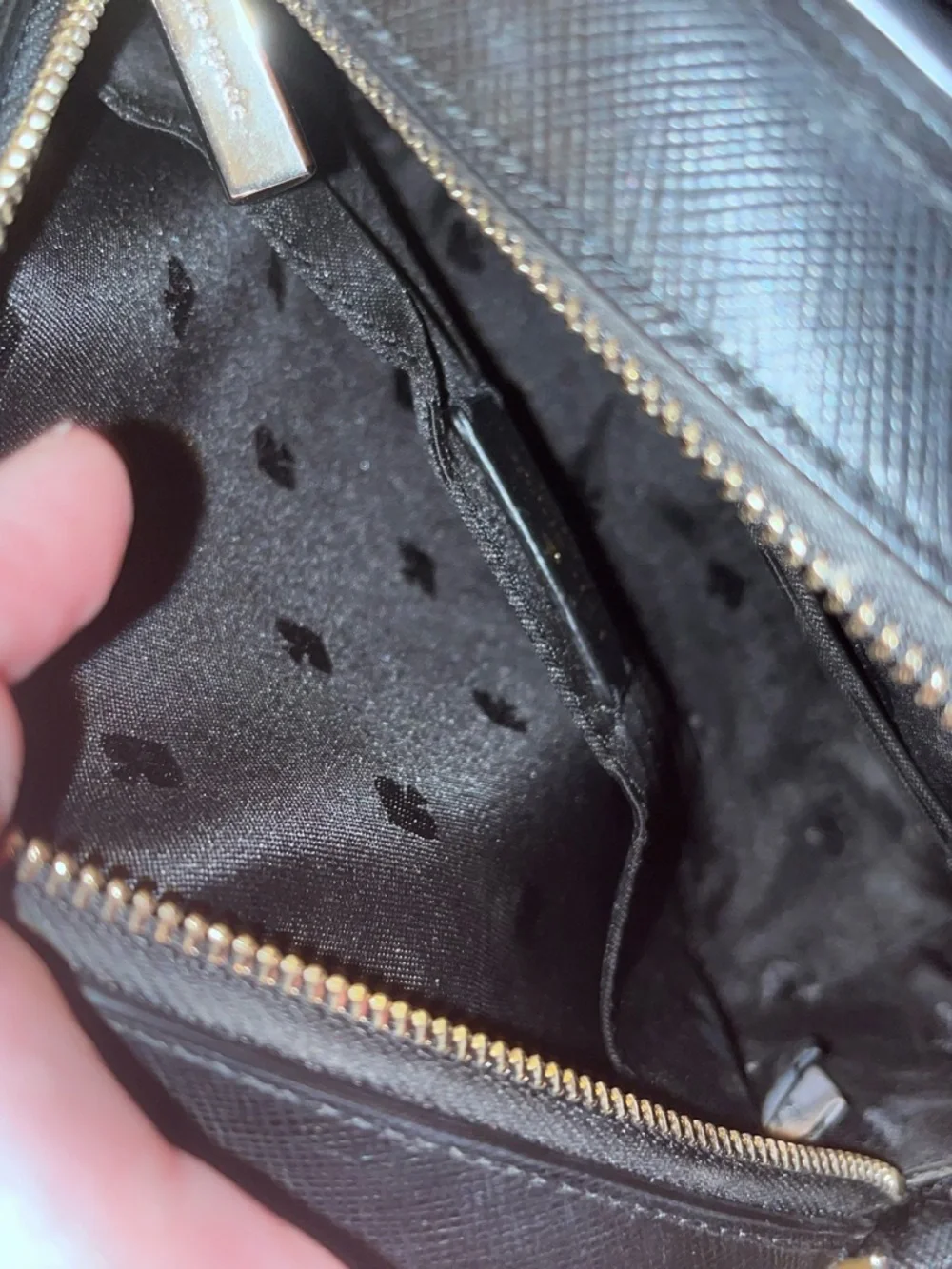 Kate Spade Black Saffiano Leather Dome Crossbody with Gold Logo